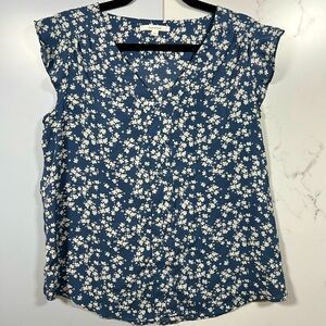 Blue and White Blouse